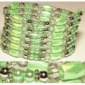 36inch Green Plastic ,Glass,Magnetic Wrap Bracelet Necklace All in One Set